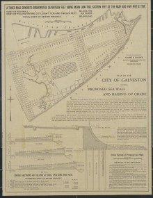 A 1902 map illustrating the proposed sea wall and elevation increase. 